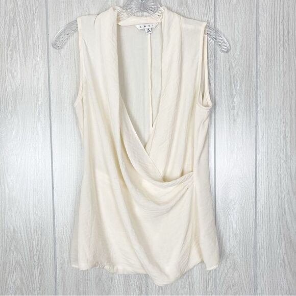 Cabi | Cream Crossover Wrap Style Blouse Size Small - Picture 1 of 11